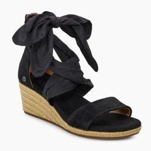 NWOT UGG Trina Espadrille Suede Wedge with Ribbon Tie